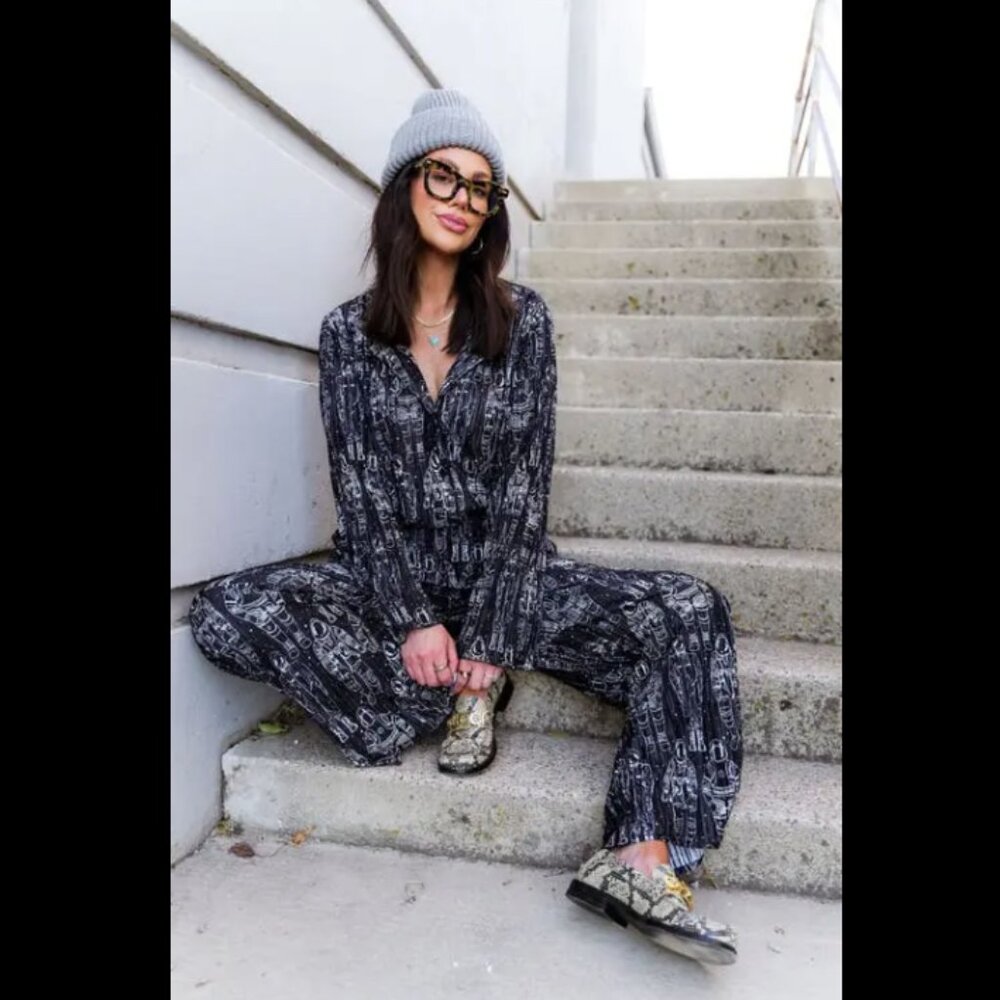 Dressed in Lala - NWT - Interstellar Astronauts Plissé Top & Pants Set, Medium